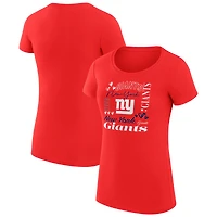 Women's G-III 4Her by Carl Banks  Red New York Giants Super-Slim Fit Lightweight Collage Team T-Shirt