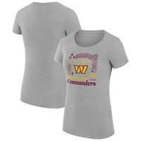 Women's G-III 4Her by Carl Banks  Heather Gray Washington Commanders Super-Slim Fit Lightweight Collage Team T-Shirt
