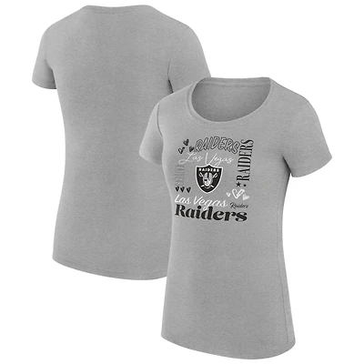 Women's G-III 4Her by Carl Banks  Heather Gray Las Vegas Raiders Super-Slim Fit Lightweight Collage Team T-Shirt