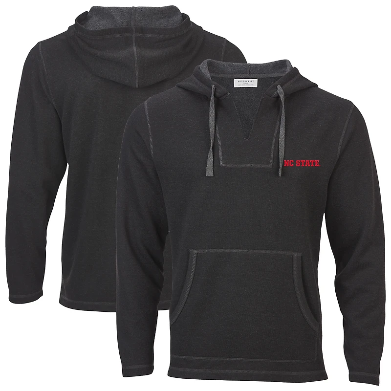 Women's Boxercraft Black NC State Wolfpack Baja Fleece V-Neck Pullover Hoodie