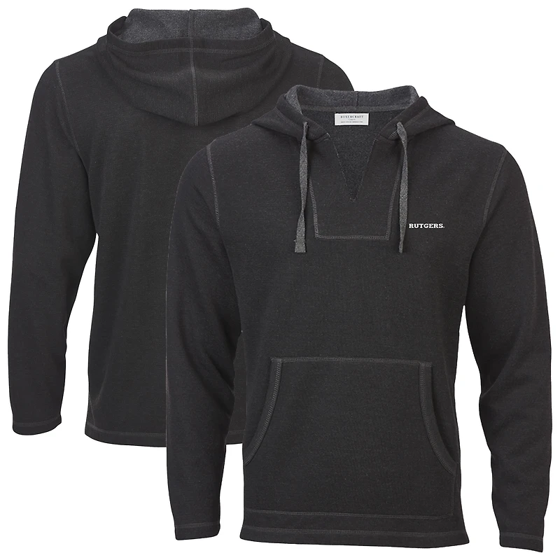 Women's Boxercraft Black Rutgers Scarlet Knights Baja Fleece V-Neck Pullover Hoodie