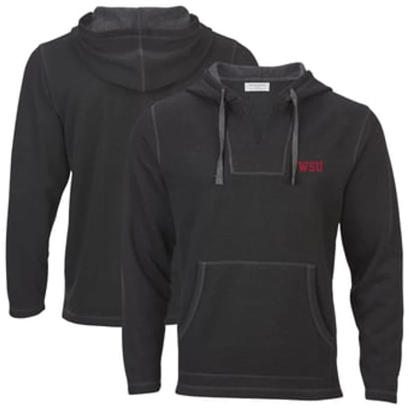 Women's Boxercraft Black Washington State Cougars Baja Fleece V-Neck Pullover Hoodie