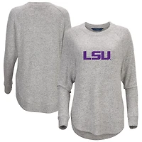 Women's  Gray LSU Tigers Oversized Cuddle Raglan Tri-Blend Pullover Sweatshirt
