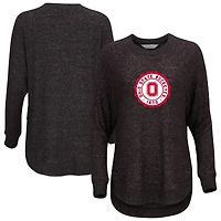 Women's  Black Ohio State Buckeyes Oversized Cuddle Raglan Tri-Blend Pullover Sweatshirt