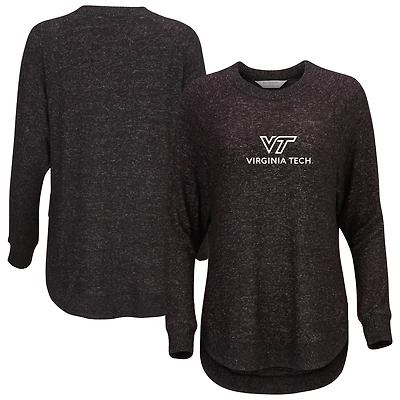 Women's  Black Virginia Tech Hokies Oversized Cuddle Raglan Tri-Blend Pullover Sweatshirt