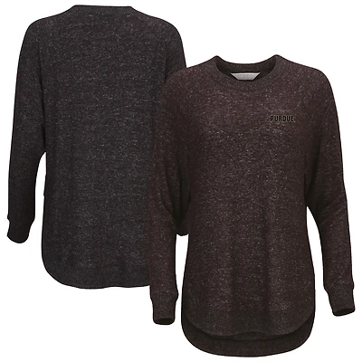 Women's  Black Purdue Boilermakers Oversized Cuddle Raglan Tri-Blend Pullover Sweatshirt