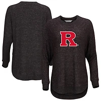 Women's  Black Rutgers Scarlet Knights Oversized Cuddle Raglan Tri-Blend Pullover Sweatshirt