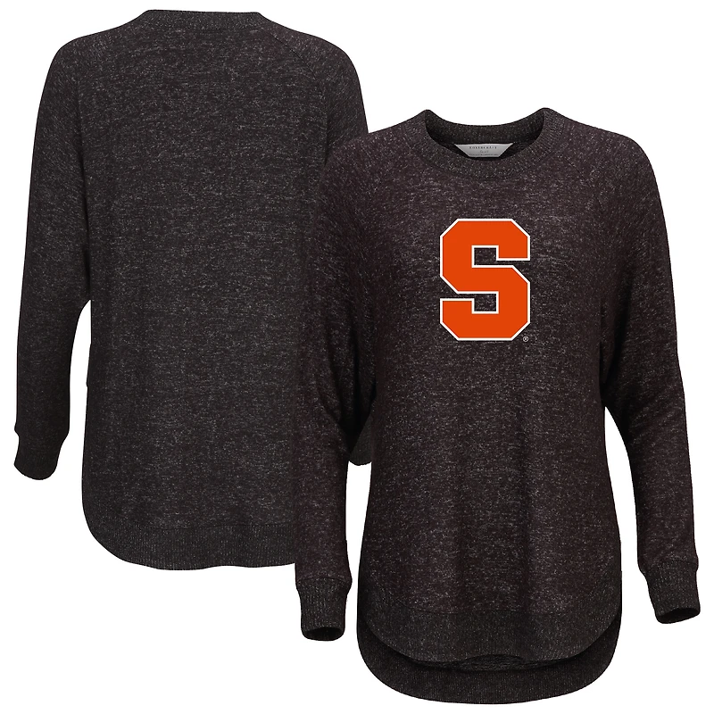 Women's  Black Syracuse Orange Oversized Cuddle Raglan Tri-Blend Pullover Sweatshirt