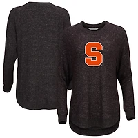 Women's  Black Syracuse Orange Oversized Cuddle Raglan Tri-Blend Pullover Sweatshirt
