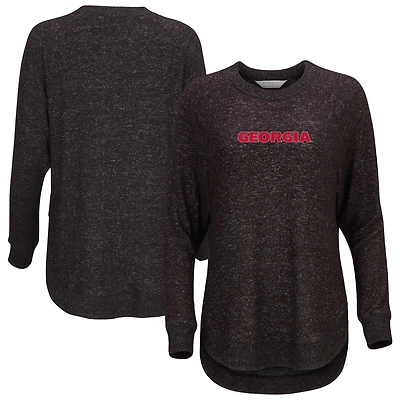 Women's  Black Georgia Bulldogs Oversized Cuddle Raglan Tri-Blend Pullover Sweatshirt