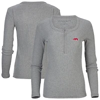 Women's Gray Arkansas Razorbacks Harper Henley Long Sleeve T-Shirt