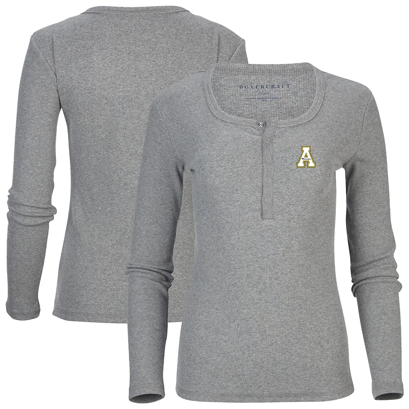 Women's Gray Appalachian State Mountaineers Harper Henley Long Sleeve T-Shirt