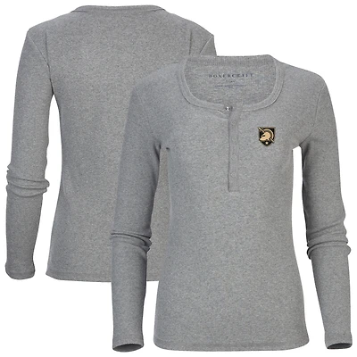 Women's Gray Army Black Knights Harper Henley Long Sleeve T-Shirt