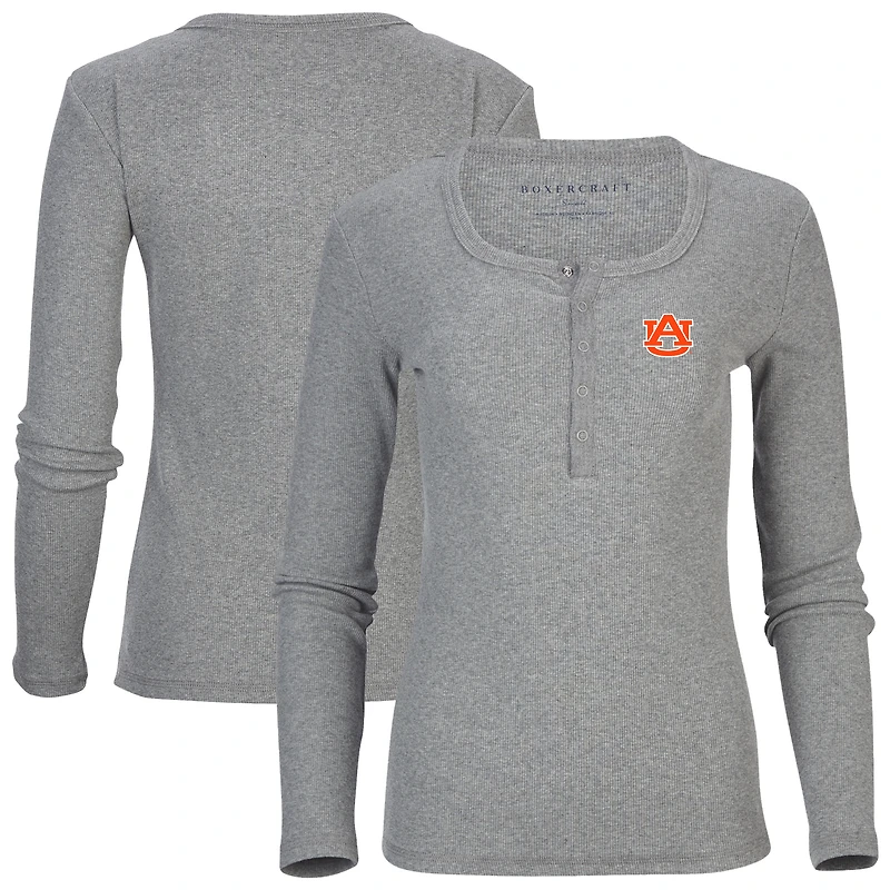 Women's Gray Auburn Tigers Harper Henley Long Sleeve T-Shirt