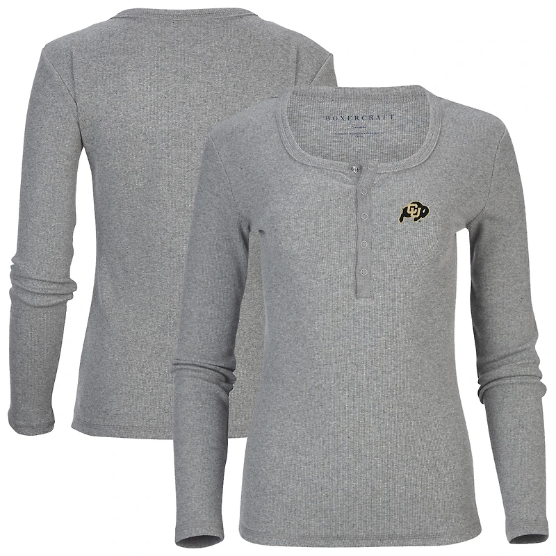 Women's Gray Colorado Buffaloes Harper Henley Long Sleeve T-Shirt