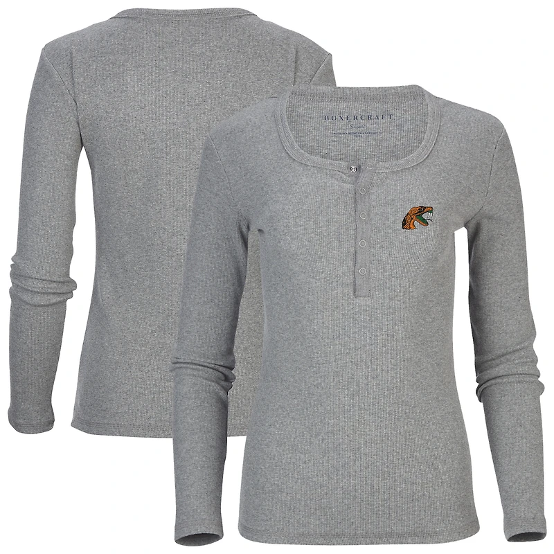 Women's Gray Florida A&M Rattlers Harper Henley Long Sleeve T-Shirt