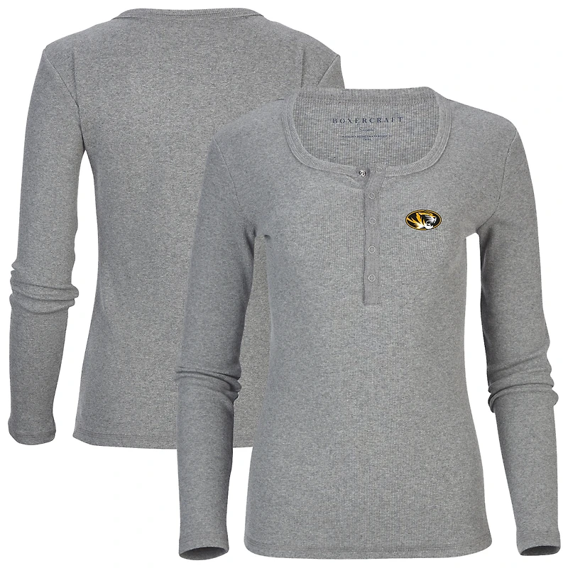 Women's Gray Missouri Tigers Harper Henley Long Sleeve T-Shirt