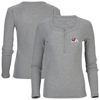 Women's Gray Fresno State Bulldogs Harper Henley Long Sleeve T-Shirt