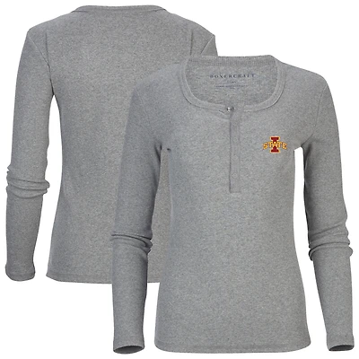 Women's Gray Iowa State Cyclones Harper Henley Long Sleeve T-Shirt