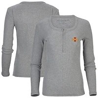 Women's Gray Iowa State Cyclones Harper Henley Long Sleeve T-Shirt