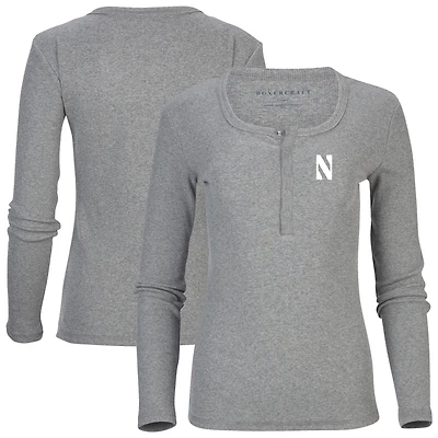 Women's Gray Northwestern Wildcats Harper Henley Long Sleeve T-Shirt