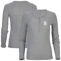 Women's Gray Northwestern Wildcats Harper Henley Long Sleeve T-Shirt