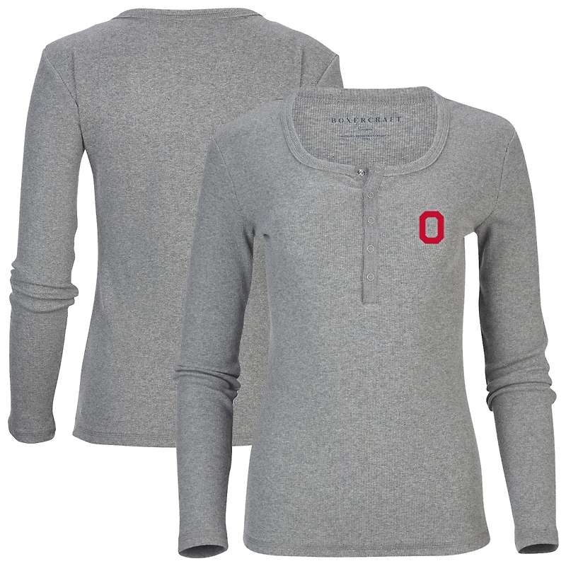 Women's Gray Ohio State Buckeyes Harper Henley Long Sleeve T-Shirt