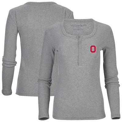 Women's Gray Ohio State Buckeyes Harper Henley Long Sleeve T-Shirt