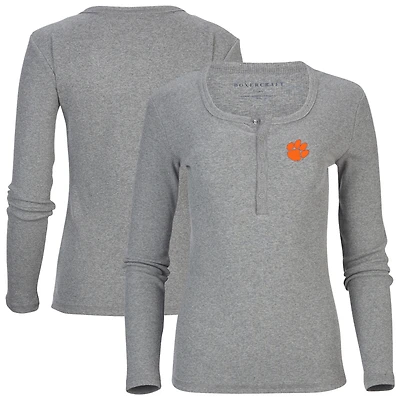 Women's Gray Clemson Tigers Harper Henley Long Sleeve T-Shirt