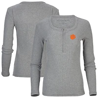 Women's Gray Clemson Tigers Harper Henley Long Sleeve T-Shirt