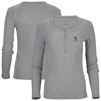 Women's Gray Wyoming Cowboys Harper Henley Long Sleeve T-Shirt