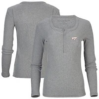 Women's Gray Virginia Tech Hokies Harper Henley Long Sleeve T-Shirt