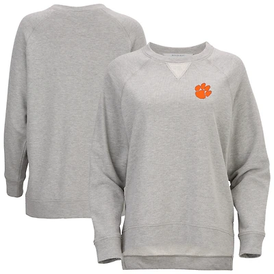 Women's  Heather Gray Clemson Tigers Harlow Terry Raglan Pullover Sweatshirt