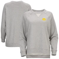Women's  Heather Gray Iowa Hawkeyes Harlow Terry Raglan Pullover Sweatshirt