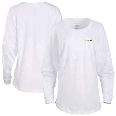 Women's White Wyoming Cowboys Pom Pom Long Sleeve Jersey