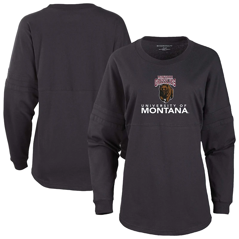Women's Black Montana Grizzlies Pom Pom Long Sleeve Jersey