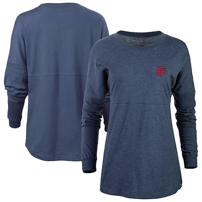 Women's Navy Fresno State Bulldogs Pom Pom Long Sleeve Jersey