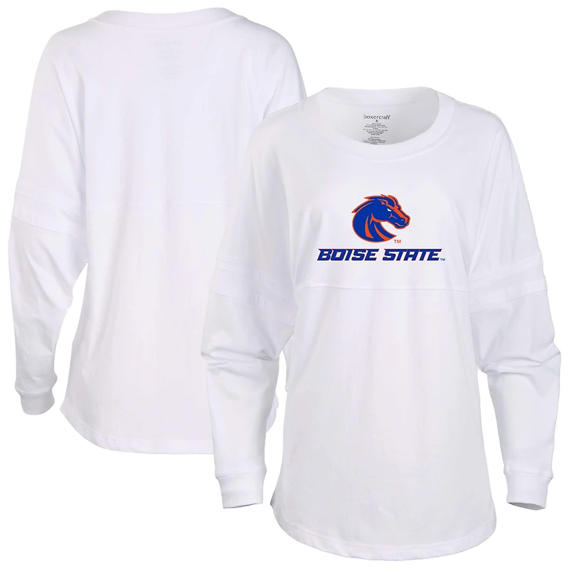 Women's White Boise State Broncos Pom Pom Long Sleeve Jersey