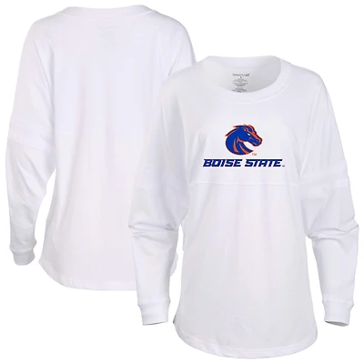 Women's White Boise State Broncos Pom Pom Long Sleeve Jersey