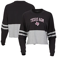 Women's Black Texas A&M Aggies Oversized Cropped Retro Long Sleeve T-Shirt