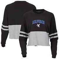 Women's Black Air Force Falcons Oversized Cropped Retro Long Sleeve T-Shirt