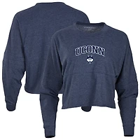 Women's Navy UConn Huskies Oversized Cropped Retro Long Sleeve T-Shirt