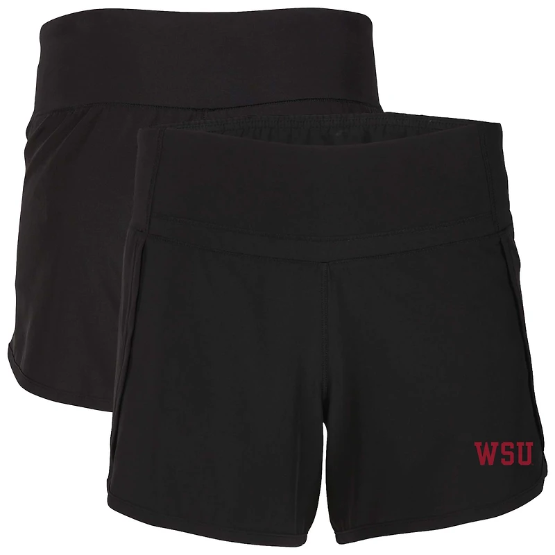 Women's Boxercraft Black Washington State Cougars Stretch Woven Lined Shorts