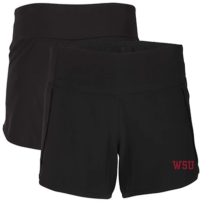 Women's Boxercraft Black Washington State Cougars Stretch Woven Lined Shorts