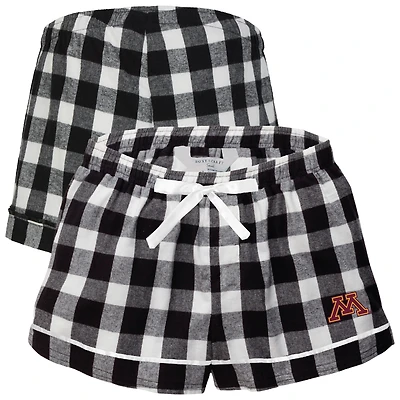 Women's Boxercraft Black Minnesota Golden Gophers Flannel Shorts