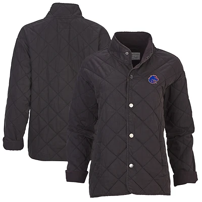 Women's Boxercraft Black Boise State Broncos Quilted Market Full-Zip Jacket