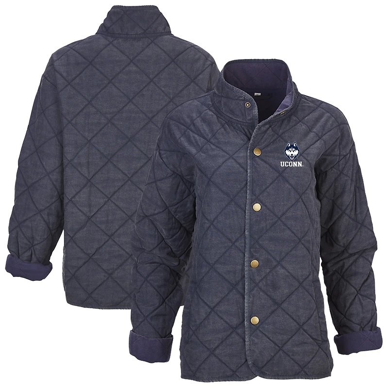 Women's Boxercraft Navy UConn Huskies Quilted Market Full-Zip Jacket