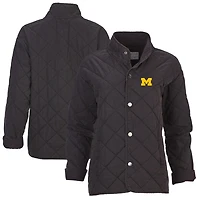 Women's Boxercraft Black Michigan Wolverines Quilted Market Full-Zip Jacket