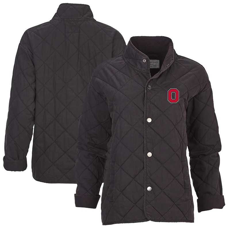Women's Boxercraft Black Ohio State Buckeyes Quilted Market Full-Zip Jacket