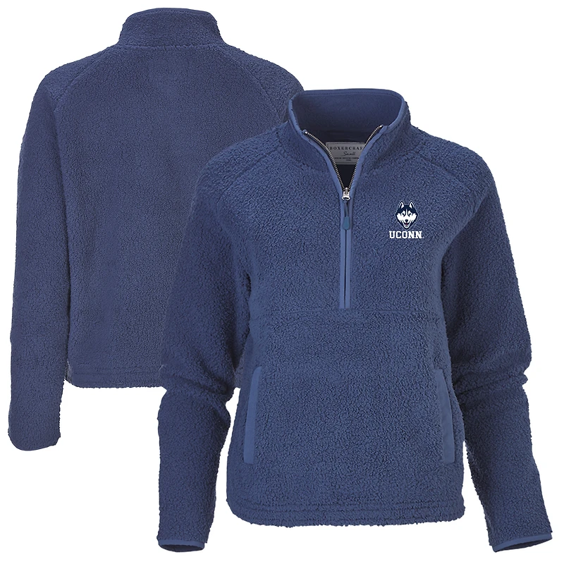Women's Boxercraft Blue UConn Huskies Everest Raglan Fleece Half-Zip Sweatshirt